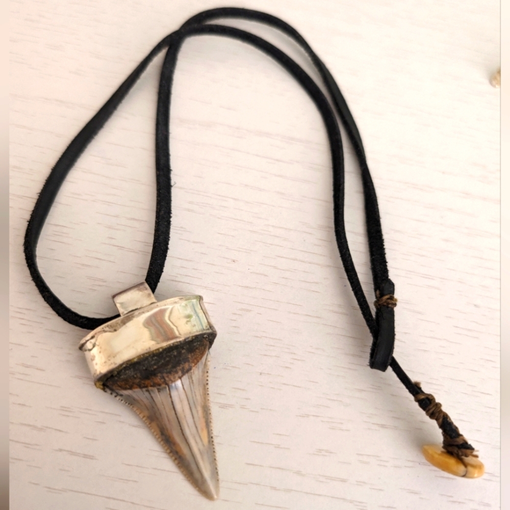 Shark tooth sterling silver necklace